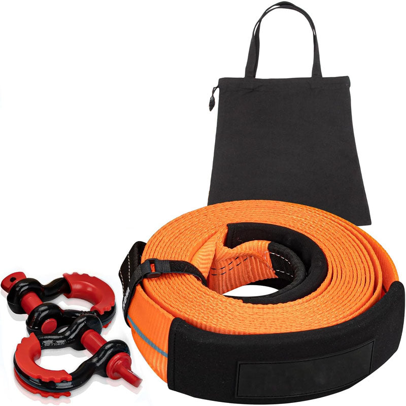 3'' × 30ft Recovery Straps Heavy Duty Recovery Straps Kit 36,000 lb Capacity 4x4 Towing Rope + Heavy Duty 3/4 Shackles (2pcs) + Storage Bag