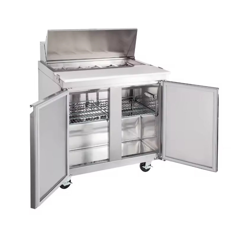 2 Door Stainless Steel Prep Table Sandwich Refrigerated Prep Table for Restaurant, Bar, Shop