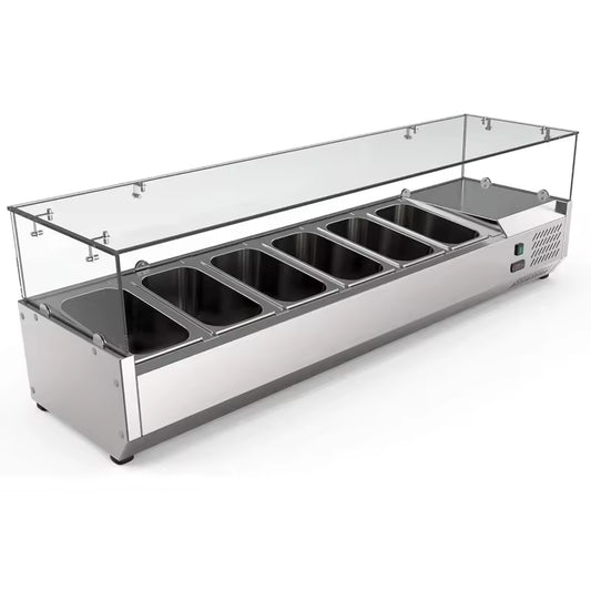 Commercial Refrigerated Salad Bar Condiment Prep Fruit Salad Display Fridge 59 Inch Display Refrigerator Showcase