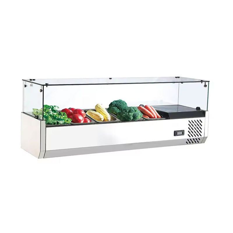 5x1/4GN 110W Commercial Salad Bar Refrigerator 1.2M Commercial Stainless Steel Countertop Salad Bar Chiller