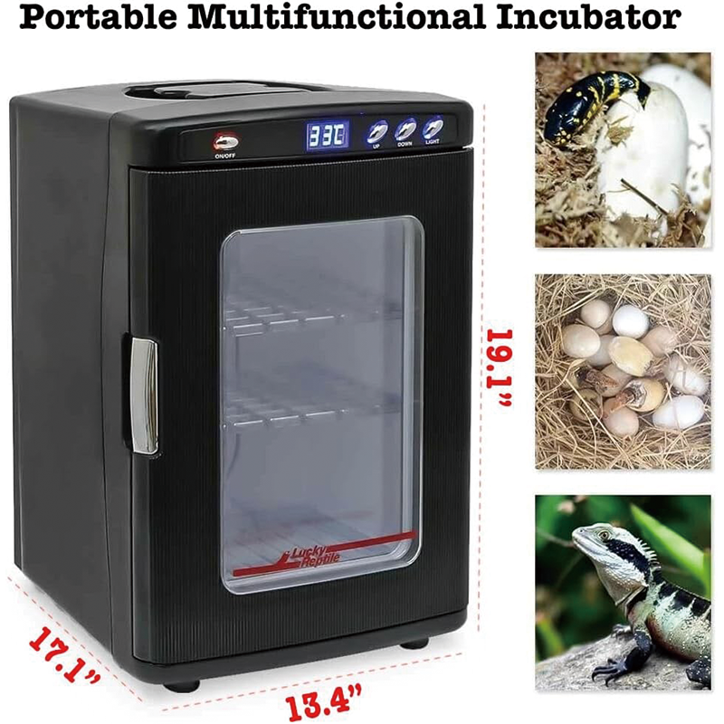 25LReptile Incubator, Portable Reptile Scientific Lab Incubator with 5°C-60°C, 12V/110V Work for Small Reptiles