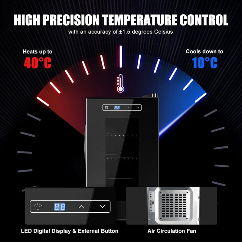 23L Reptile Incubator Small Digital Lab Incubator Cooling and Heating 10−40°C Precise Temperature Control