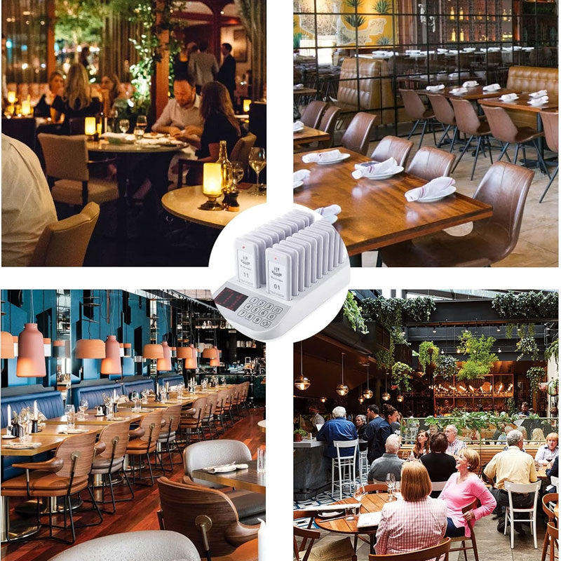 Restaurant Pager System, Wireless Guest Customer Service Call System, 20 Pager Buzzers (White)