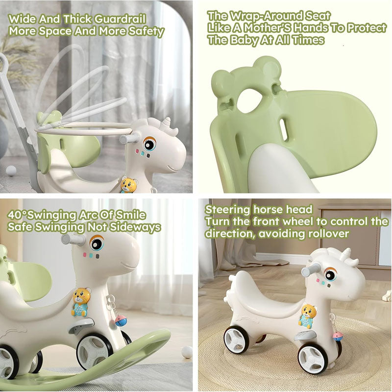 4 in 1 Rocking Horse for Toddlers 1-3 Years with Detachable Board Multifunctional Rocking Horse