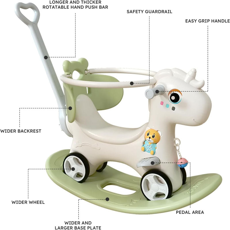 4 in 1 Rocking Horse for Toddlers 1-3 Years with Detachable Board Multifunctional Rocking Horse