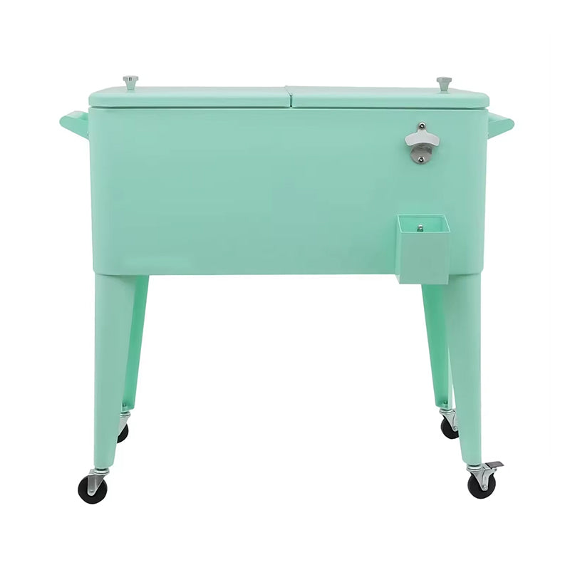 Portable Rolling Ice Chest Patio Party Bar Drink Cooler Cart Beverage Pool with Bottle Opener with Shelf