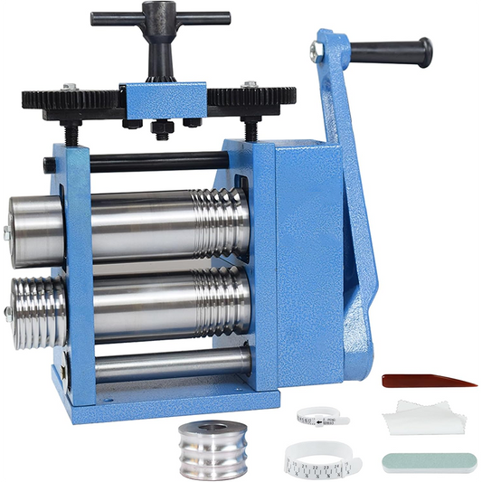 Rolling Mill, 3 in 1 Light Duty Roller Machine with Hand Crank for Pressing Gold, Silver and Copper Metals into Various Sizes of Jewelry Sheets, Square and Half Round Wires