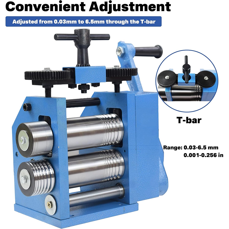 Rolling Mill, 3 in 1 Light Duty Roller Machine with Hand Crank for Pressing Gold, Silver and Copper Metals into Various Sizes of Jewelry Sheets, Square and Half Round Wires