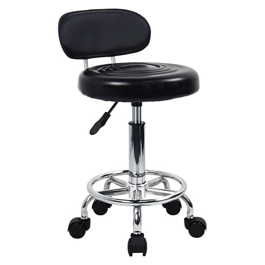 PU Leather Modern Rolling Stool with Low Back Adjustable Height Swivel Task Chair with Footrest