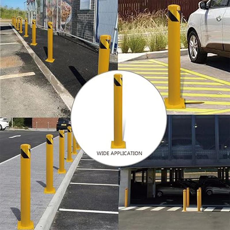 Safety Bollard 36 Inch Durable Steel Bollard Diameter 4.5Inch Parking Barrier Steel Bollard 1Pack with 4 Free Anchor Bolts,Versatile Parking Barrier for Industrial, Commercial, and Public Spaces