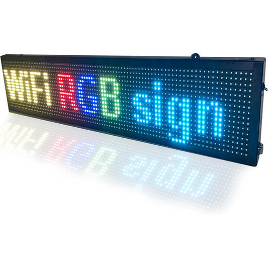 Scrolling Sign LED display with WiFi+USB 40 x 8 inch Led Scrolling Message Display RGB 7-Color P10 Digital Message Display