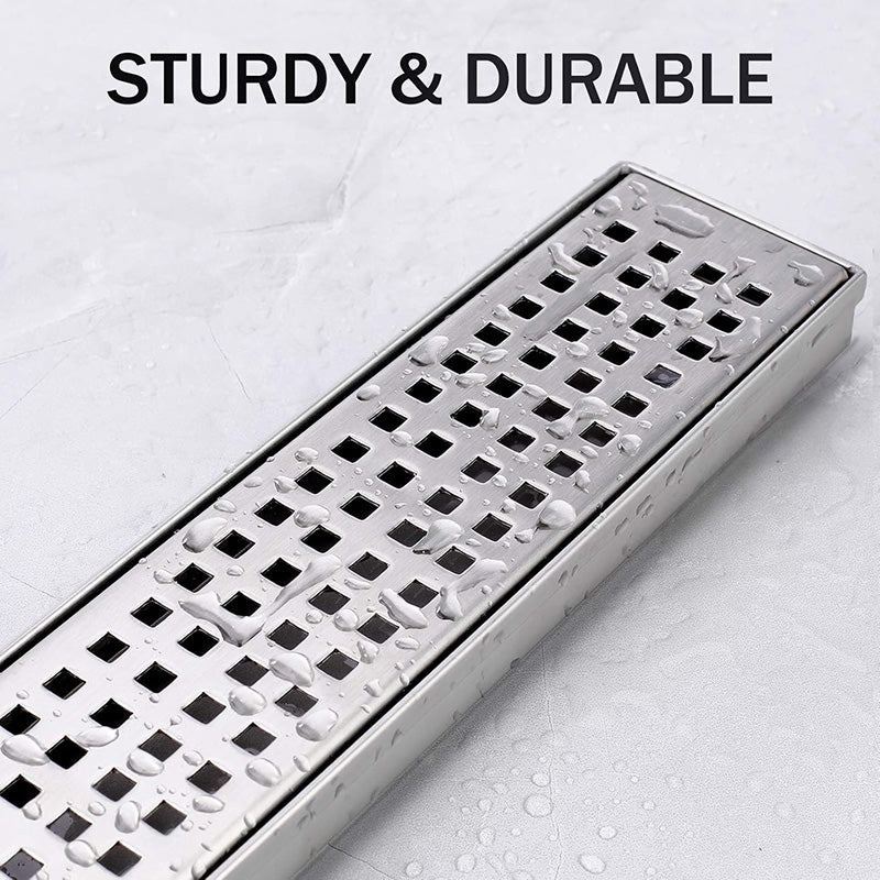 Shower Drain 24 Inch Linear Shower Drain 304 Stainless Steel Shower Floor Drain with Grate Rectangular Shower Drain