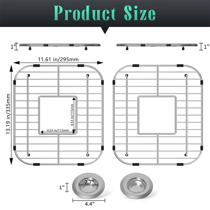 Sink Protection Grates 2 Pack, Kitchen Sink Protectors, Stainless Steel Sink Protectors With Rubber Feet