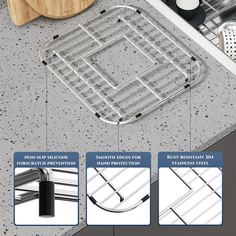 Sink Protection Grates 2 Pack, Kitchen Sink Protectors, Stainless Steel Sink Protectors With Rubber Feet