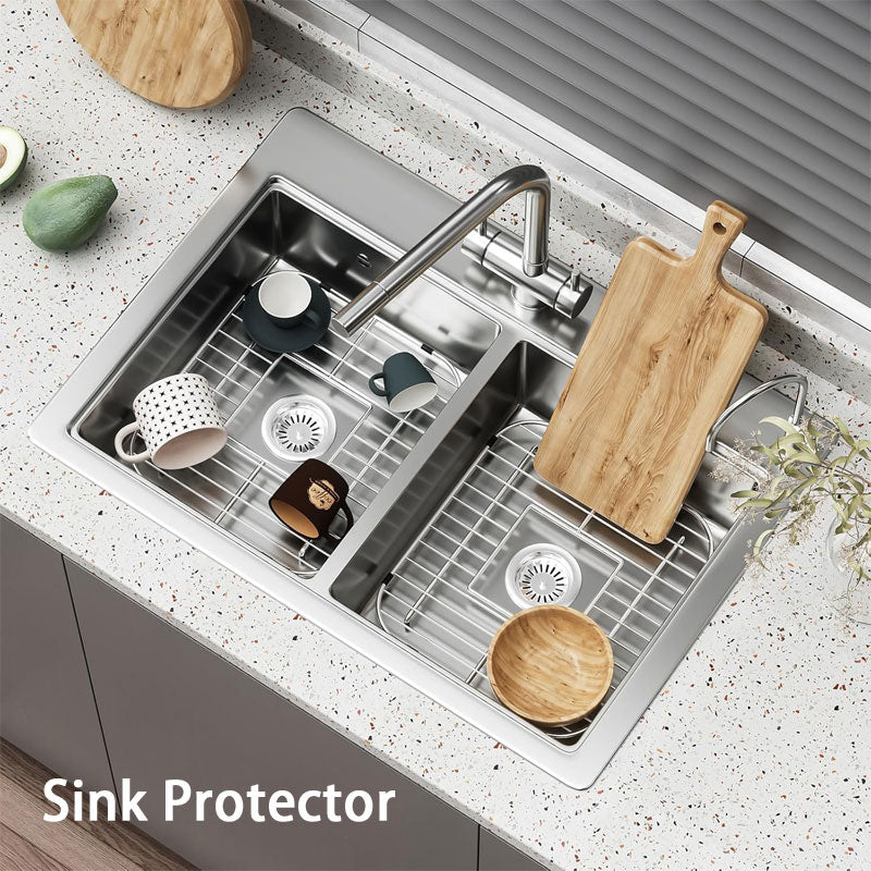 Sink Protection Grates 2 Pack, Kitchen Sink Protectors, Stainless Steel Sink Protectors With Rubber Feet