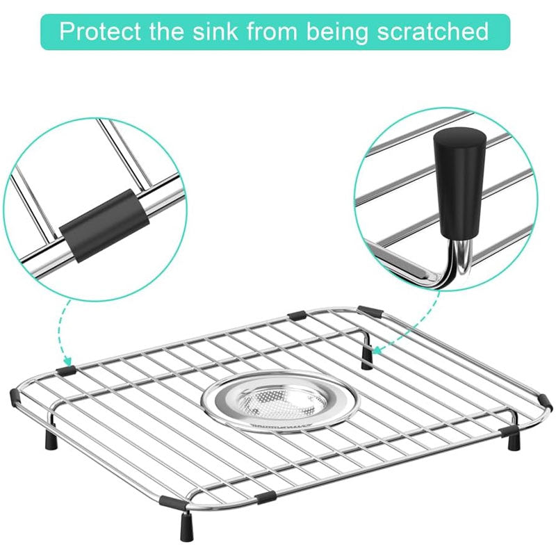 Kitchen Sink Protector, Stainless Steel Grid Sink Grille Protector Kitchen Sink Rack For Sink Bottomv