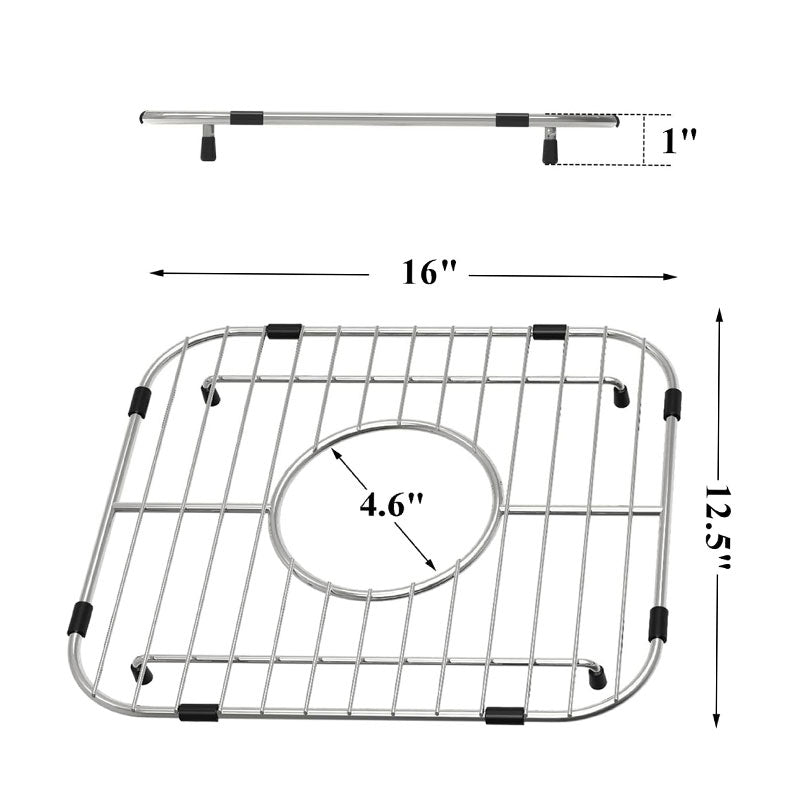 Kitchen Sink Protector, Single Bowl Sink Bottom Grille, 304 High Quality Stainless Steel Grille Drying Rack Center Drain