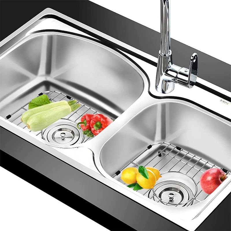 Kitchen Sink Protector, Single Bowl Sink Bottom Grille, 304 High Quality Stainless Steel Grille Drying Rack Center Drain