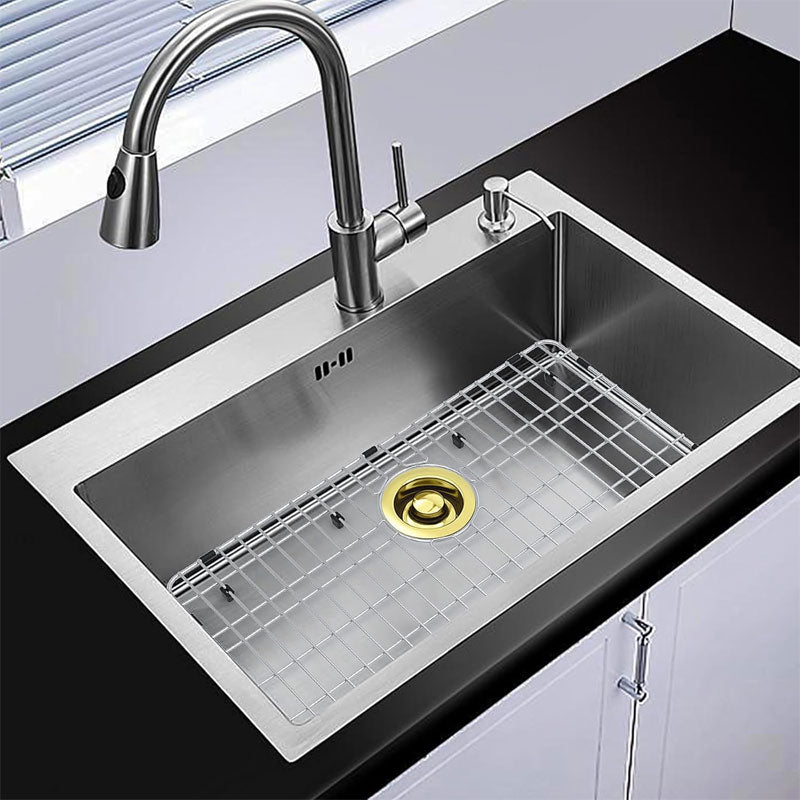 Stainless Steel Sink Grating And Kitchen Sink Bottom Protector, 26" x 14" With Single Sink Back Drain, Kitchen Sink Protector, Stainless Steel