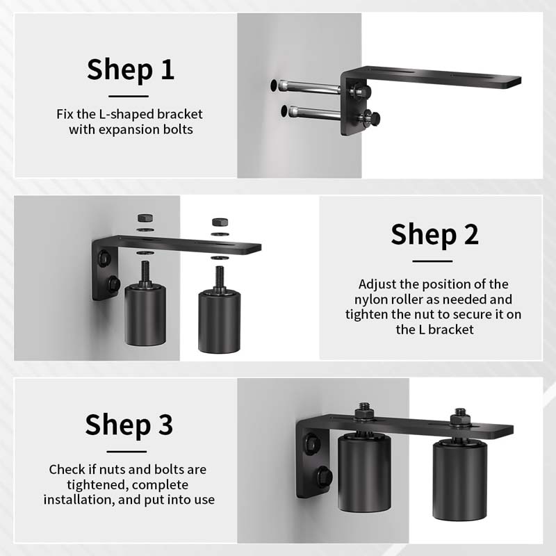 2" Slide Gate Guide Roller with L Rear Post Bracket Heavy Duty Sliding gate kit for Sliding Gates and Rolling Doors