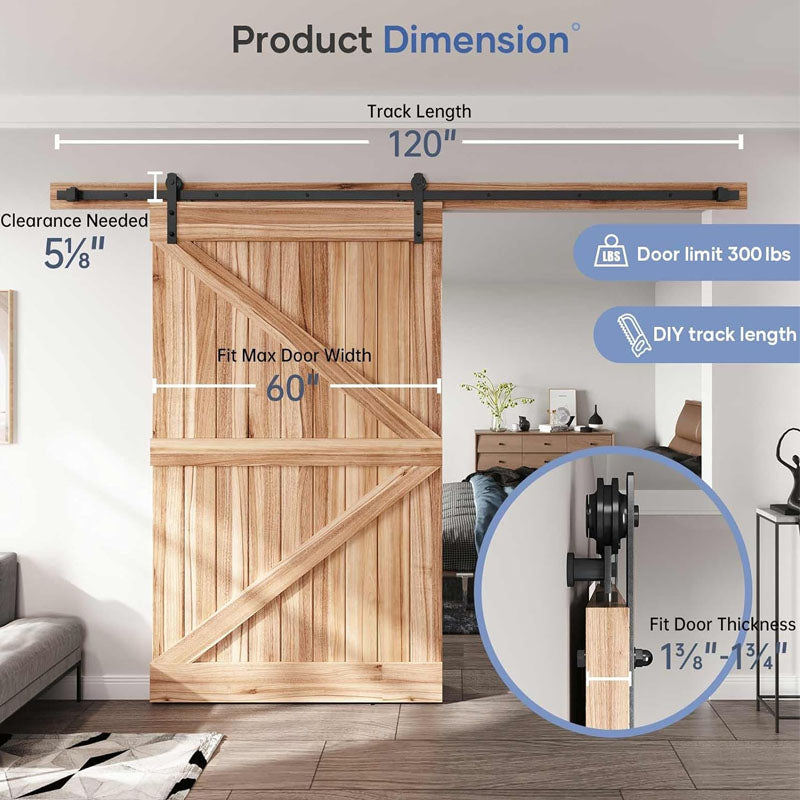 Sliding Door Hardware 10 FT Heavy Duty Sliding Barn Door Hardware Track Kit for 60" Wide Single Door