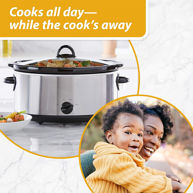 Oval Manual Slow Cooker, Stainless Steel, Versatile Cookware For Large Families Or Entertaining