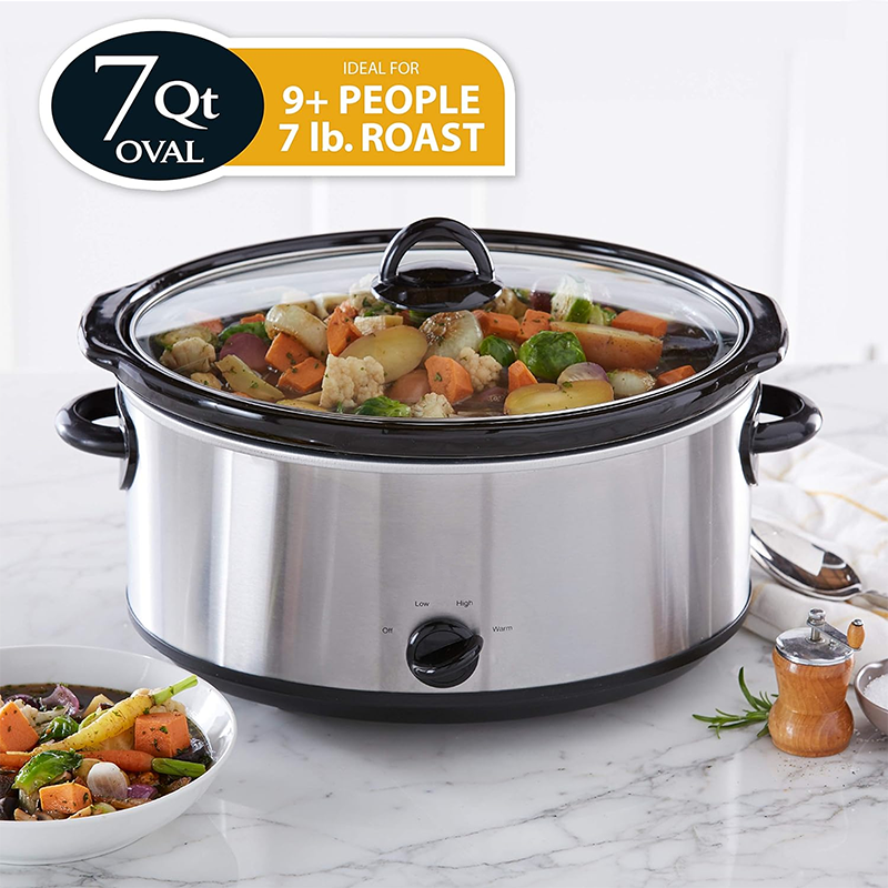 Oval Manual Slow Cooker, Stainless Steel, Versatile Cookware For Large Families Or Entertaining