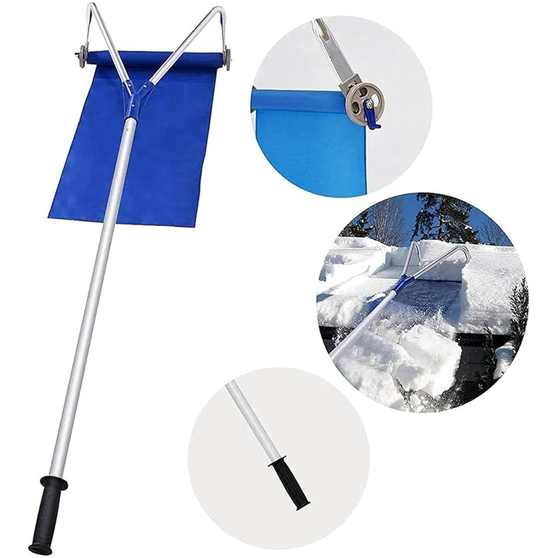 Snow Shovels & Rakes,Roof Aluminum Pole Snow Shovel Rake Snow Thrower, 21ft Sturdy Telescopic Extension Pole with Nylon Fabric Pusher and Roller Snow Removal Tool