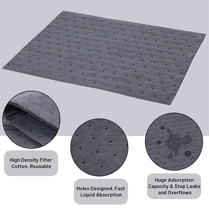 Oil Absorbent Pads Weight Dimpled Pad Garage Accessories Water Absorbent Mat Oil Spill Mat for Absorbing Protecting Home Garage Basement (100 Pcs,Gray,10 x 13 Inch)