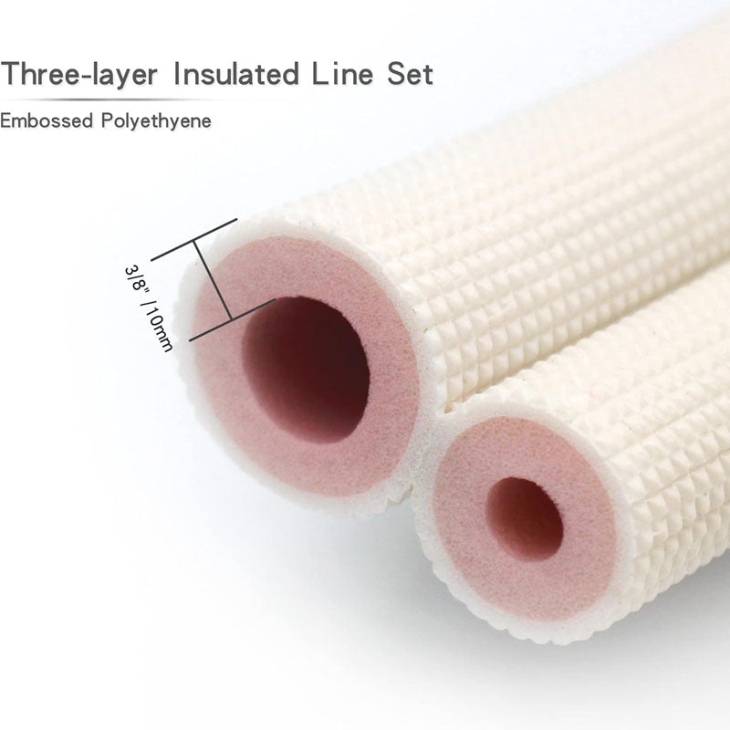 16ft Length Mini Split Line Set 1/4" & 3/8" O.D Copper Pipes Tubing and Triple-Layer Insulation  for Mini Split Air Conditioner HVAC or Heat Pump System