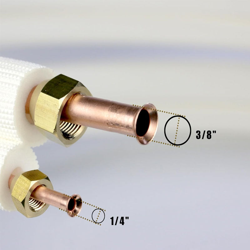 33FT Mini Split Line Set 1/4" & 1/2" O.D or 3/8" Copper Pipes Tubing and 3/8" White Thickened PE Insulation Coil  for Air Conditioning or Heating Pump Equipment & HVAC with Rich Accessories