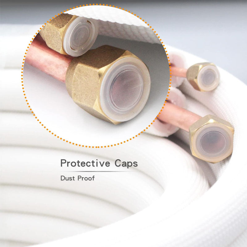 33ft Length Mini Split Line Set 3/8" 5/8" OD Copper Pipes Tubing and 3/8 White PE Thickened Insulated Coil for Mini Split Air Conditioner