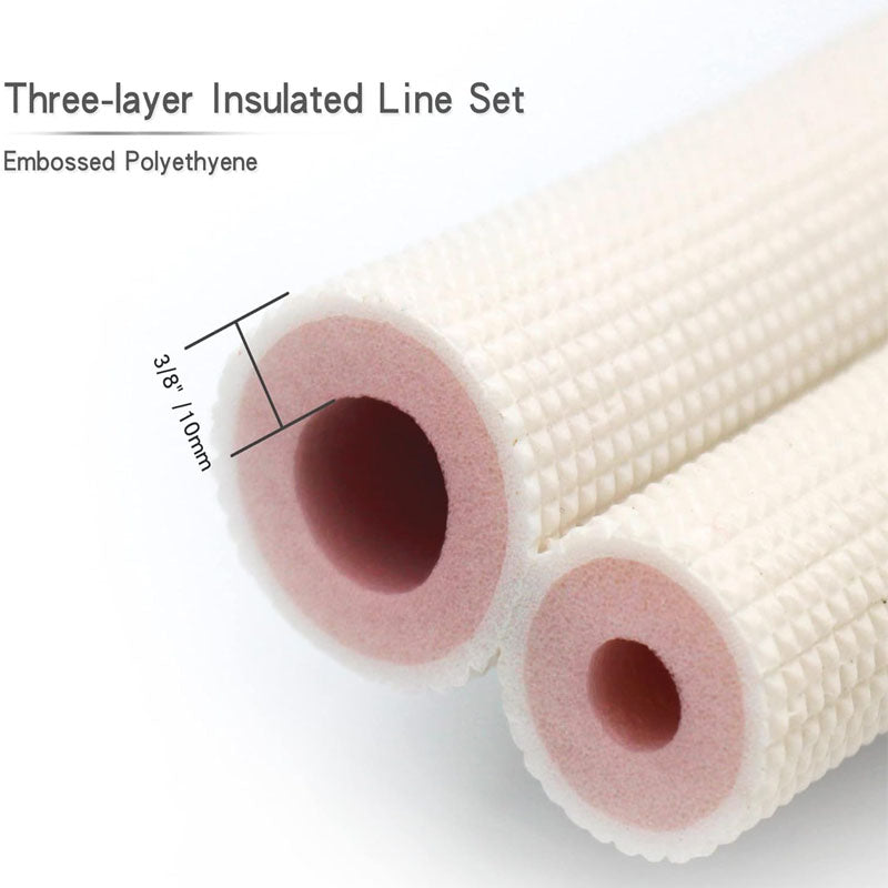 33ft Length Mini Split Line Set 3/8" 5/8" OD Copper Pipes Tubing and 3/8 White PE Thickened Insulated Coil for Mini Split Air Conditioner