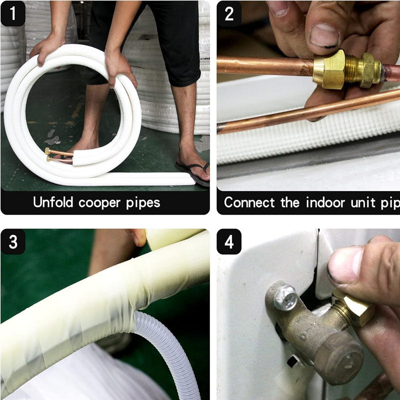 33ft Length Mini Split Line Set 3/8" 5/8" OD Copper Pipes Tubing and 3/8 White PE Thickened Insulated Coil for Mini Split Air Conditioner