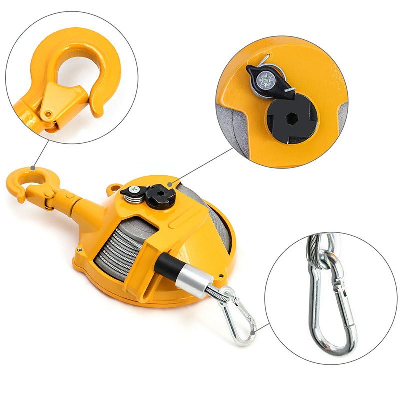 Spring Balancer, 7-11 lbs (3-5 kg) Retractable Balancer with 5 ft. Wire Rope and Hook, Retractable Spring Tool Hanging Fixing Equipment