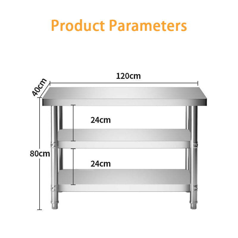 Thickened Disassembly Three-Layer Stainless Steel Workbench, Hotel Kitchen Operation Table, Work Table Packaging Table