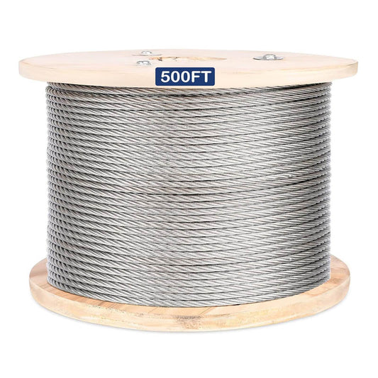 500FT 3/16 Inch 7x19 Stainless Steel Cable 304 Wire Rope Winch for Shade Sails, Deck and DIY Balustrade