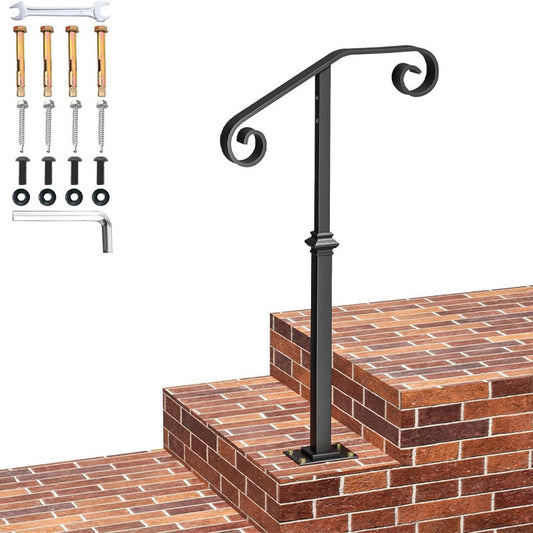 Outdoor Step Handrail Single Column Handrail 1-2 Level Railing Porch Railing