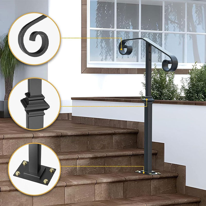 Outdoor Step Handrail Single Column Handrail 1-2 Level Railing Porch Railing