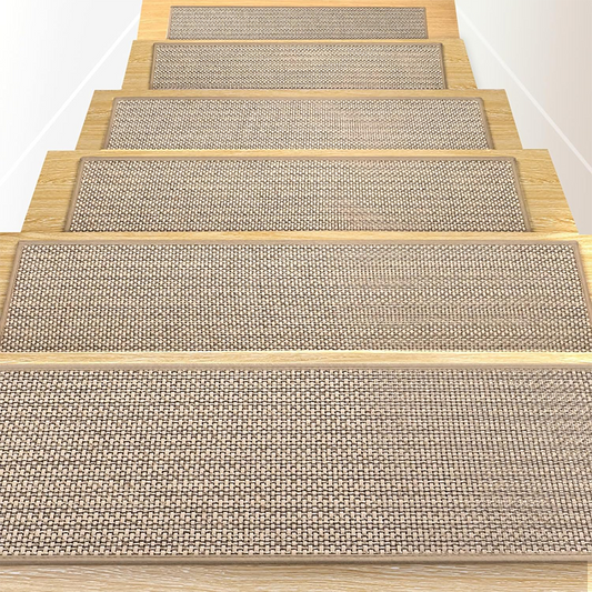 Linen Non-Slip Stair Treads for Indoor Wooden Steps, 8" X 30" (15 Pack) Carpet Stair Treads for Pets, Kids and Elderly