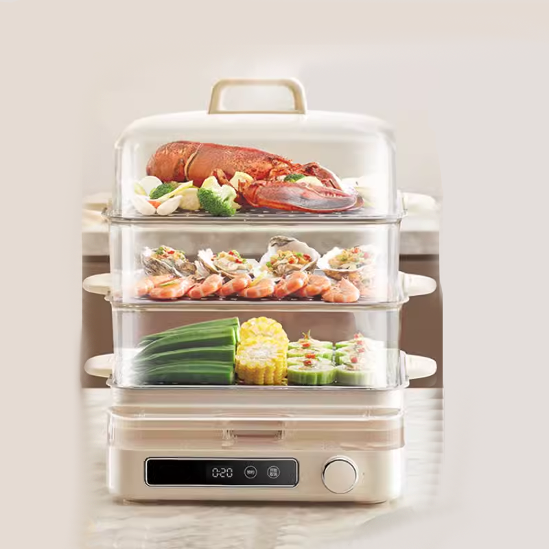 22L Electric Steamer Multifunctional Household Three-Layer Steam Box Stainless Steel Large Capacity Fully Automatic Integrated Breakfast Machine