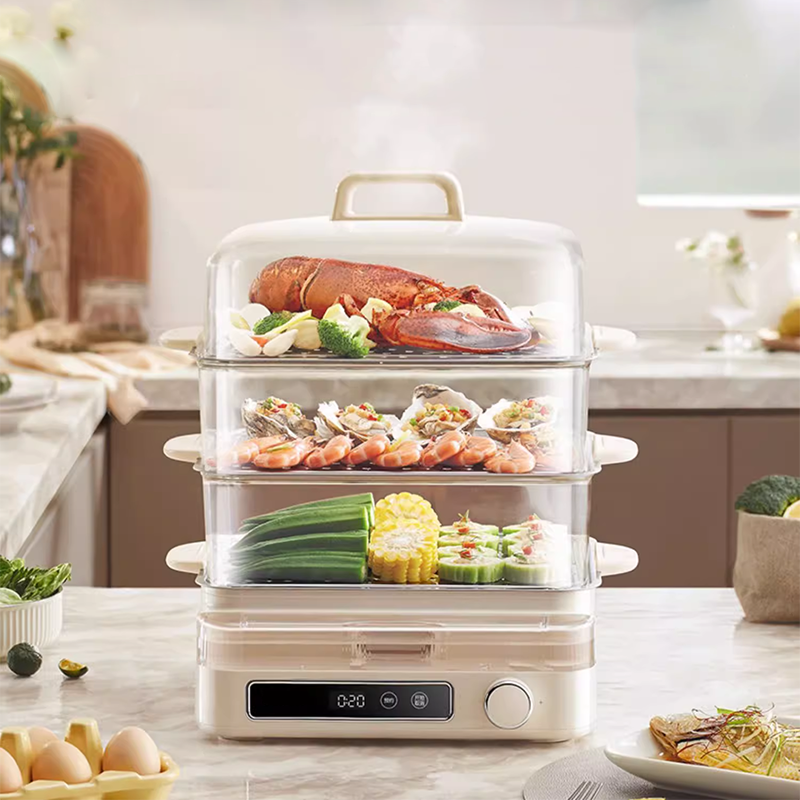 22L Electric Steamer Multifunctional Household Three-Layer Steam Box Stainless Steel Large Capacity Fully Automatic Integrated Breakfast Machine