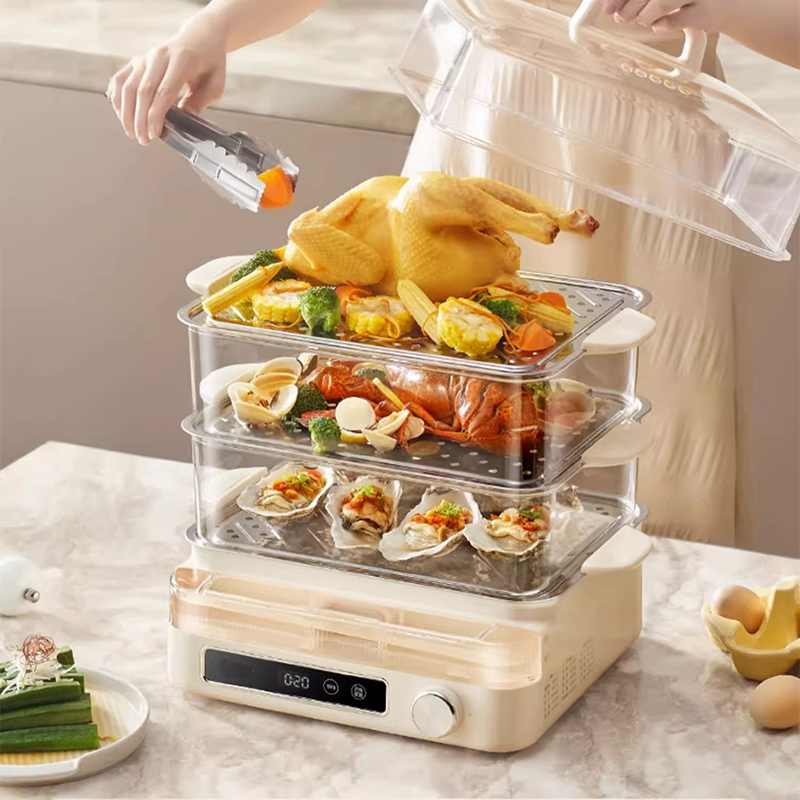 22L Electric Steamer Multifunctional Household Three-Layer Steam Box Stainless Steel Large Capacity Fully Automatic Integrated Breakfast Machine