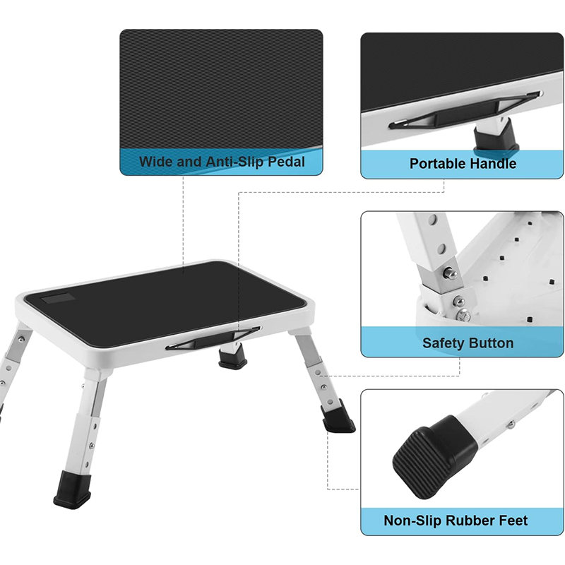 Folding Step Stools, Height Adjustable Step Stool with Non-Slip Platform, Kitchen, Home Adult or Kids Ladder, 330 lbs Weight Capacity