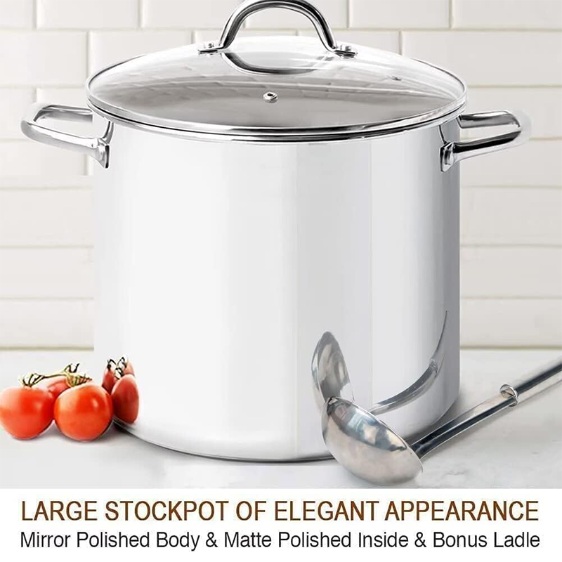Stock Pots Commercial Grade Large Stockpot 20 Quart with Lid - Nickel Free Stainless Steel Cookware - Healthy Polished Stockpot - Heavy Duty Induction Stockpot