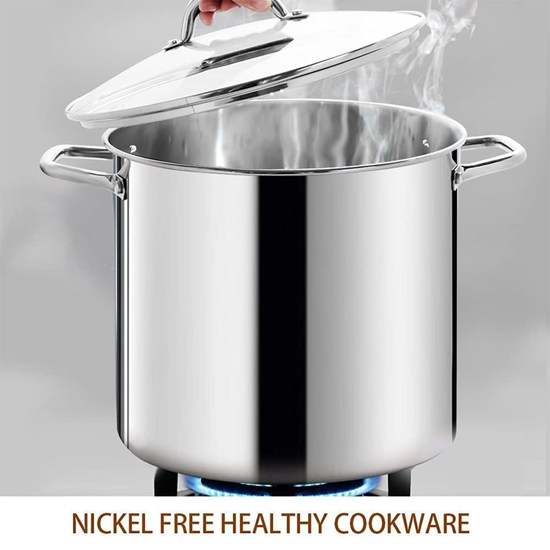 Stock Pots Commercial Grade Large Stockpot 20 Quart with Lid - Nickel Free Stainless Steel Cookware - Healthy Polished Stockpot - Heavy Duty Induction Stockpot