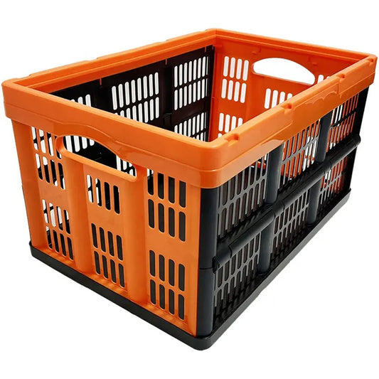 Folding Storage Boxes 3 Packs 45 Litre Foldable Stable Transport Rectangular Pp Plastic Mesh Crate Injection Vents Turnover Basket For Fruit And Vegetable Storage