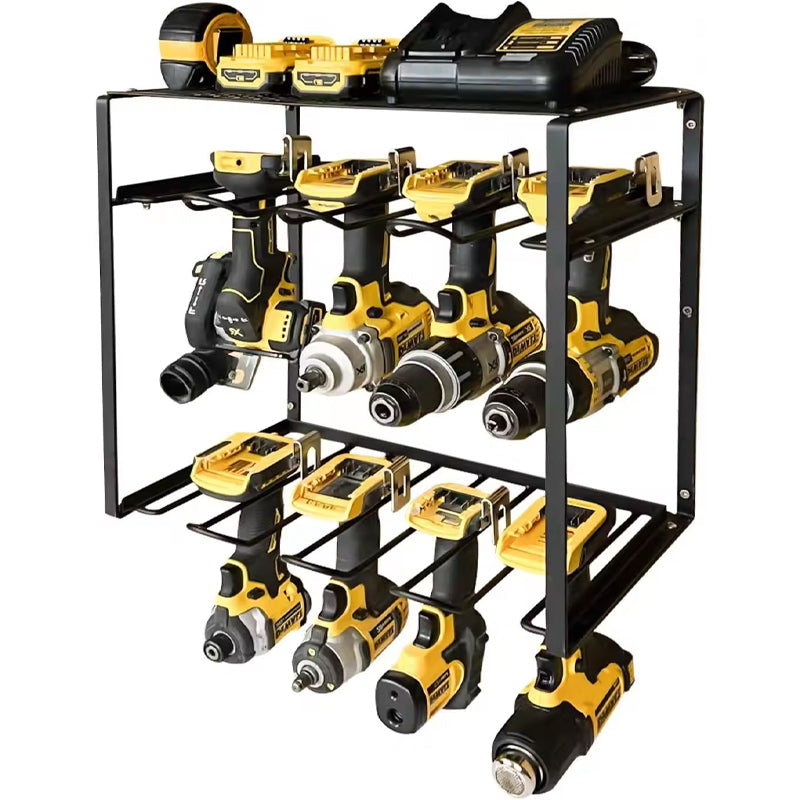 Heavy Duty Tool Shelf With 8 Drill Slots Power Tool Rack Organizer Power Tool Organizer Storage Rack