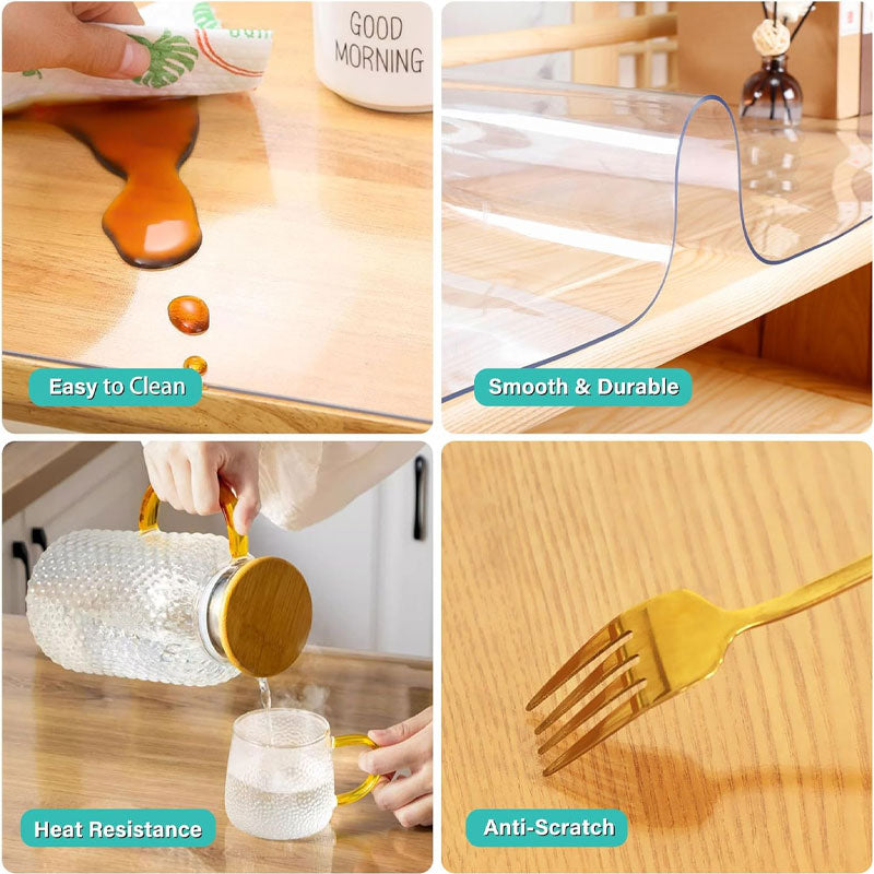 Upgraded Transparent Vinyl Table Runner Protector Pvc Table Runner Cover, Rectangular Plastic Table Runner Protector