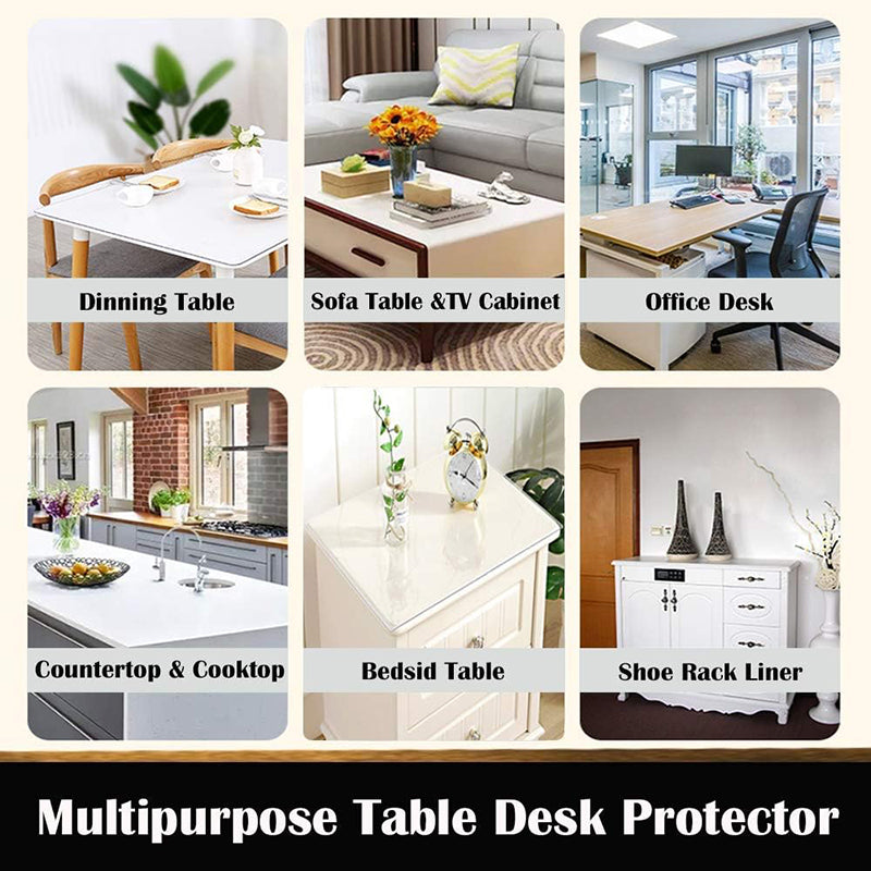 18X36 Inches 1.5mm Thicken Custom Clear Plastic Desktop Table Protector PVC Wipeable Furniture Kitchen Countertop Pad for Dining Living Room Coffee Mat
